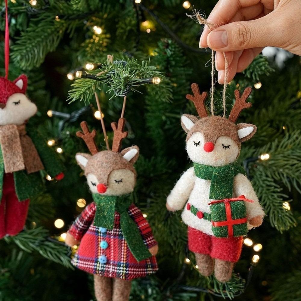 Elk Fox Tree Hanger Hanging Rope Xmas Decoration Cute Doll Pendant Party Layout