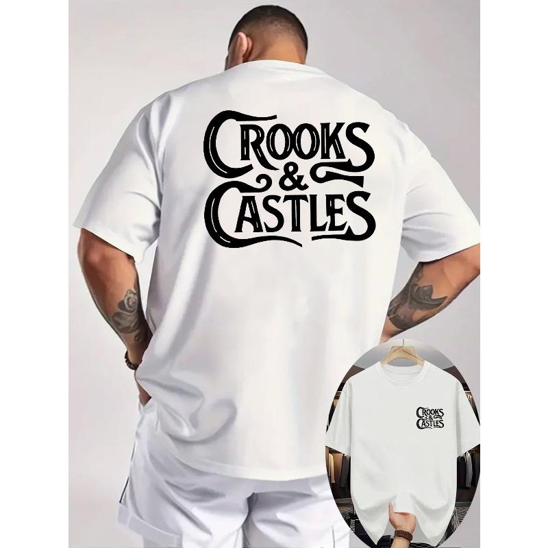 Мужская летняя футболка Crooks & Castles | Круглый вырез, короткие рукава, прохладная, удобная, двусторонняя печать для активного отдыха