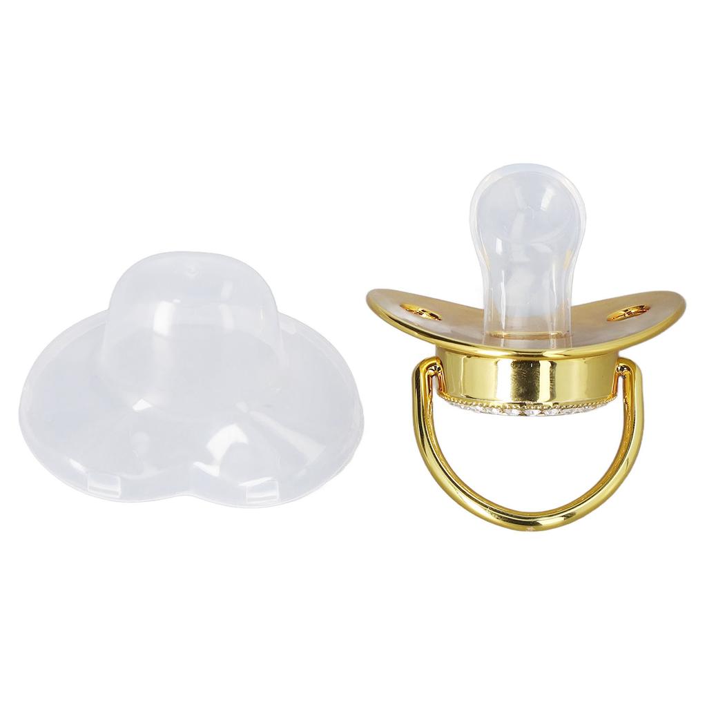 Детская пустышка, портативная, изысканная, с золотыми буквами короны, со стразами, с цепочкой-зажимом