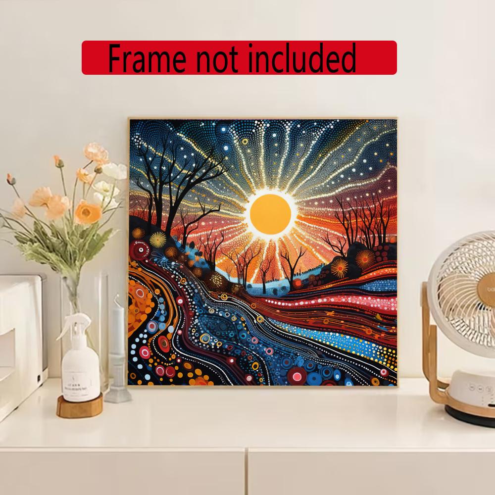 Australian Aboriginal Style 5D Round Diamond Painting Kit Diamond Embroidery Painting Rhinestones Mosaic Frameless Handwork Decoration Arts
