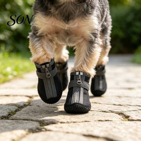 Comfortable Puppy Shoes for Daily Use 4Pcs Non-Slip Dog Shoes, Breathable Mesh Boots, Waterproof Boots Summer Pet Paw Protectors Small