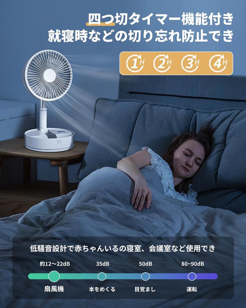 Voango Бесступенчатая высота для гостиной USB складной 7200 мАч беспроводной 7 автоматический 3 уровня потока воздуха ритм 4 таймера пульт дистанционного управления компактный энергетический белый