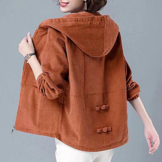 Женская куртка с капюшоном, свободная короткая куртка, повседневная толстовка с капюшоном на молнии, ветрозащитная однослойная вельветовая куртка