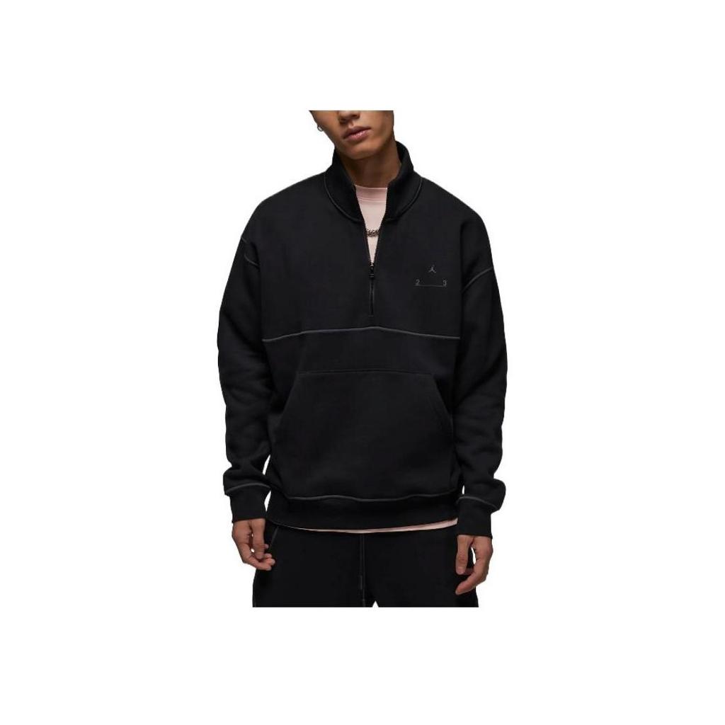 Jordan 23 Engineered Letter Print с флисовым воротником на молнии половинной длины, повседневная спортивная куртка, мужские куртки черного цвета DV7680-010