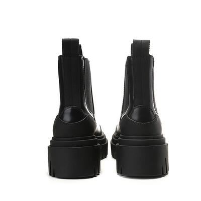 2024 Новые Мягкие Ботинки Британский Стиль Женские Ботинки Круглый Носок Ботильоны Зимние Эластичные Черные Ботинки Удобные Ботинки