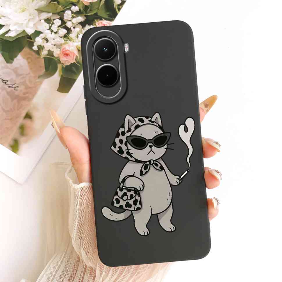 Silicone Case For Xiaomi Poco M7 4G Case Cute Cat Flowers Soft Slim Phone Cases For Xiaomi Poco M7 PocoM7 4G Cover Bumper