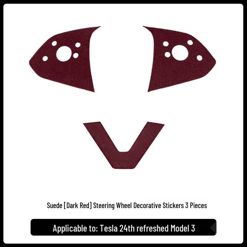 Suede Steering Wheel Cover & Button Stickers for Tesla Model Y/3