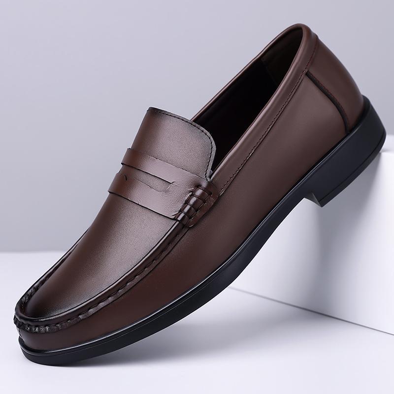 Модный Бренд Удобные Круглый Носок Business Casual Кожаные Туфли Лето Новые Мужские Верхний Слой Коровья Кожа Перфорированные Дышащие Мокасины