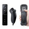 Wiimote Controller Nunchuk for Nintendo Wii Wii U Game Black + Silicone Case + Strap