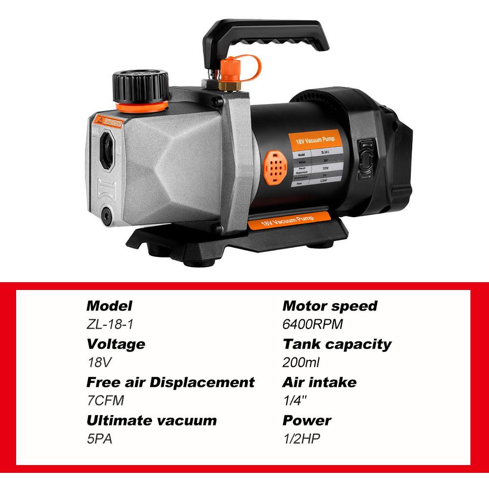 Беспроводной вакуумный насос для хладагента 7CFM 5PA 1/2 л.с. 1/4" вход для воздуха Для бытового кондиционирования воздуха Для аккумулятора