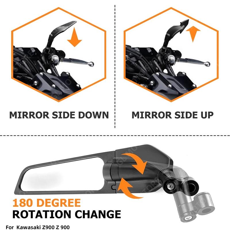 For Kawasaki Z900 Z 900 Motorcycle Wind Wing Side Rearview Mirror Adjustable Rotating Motorbike Accessories Reversing