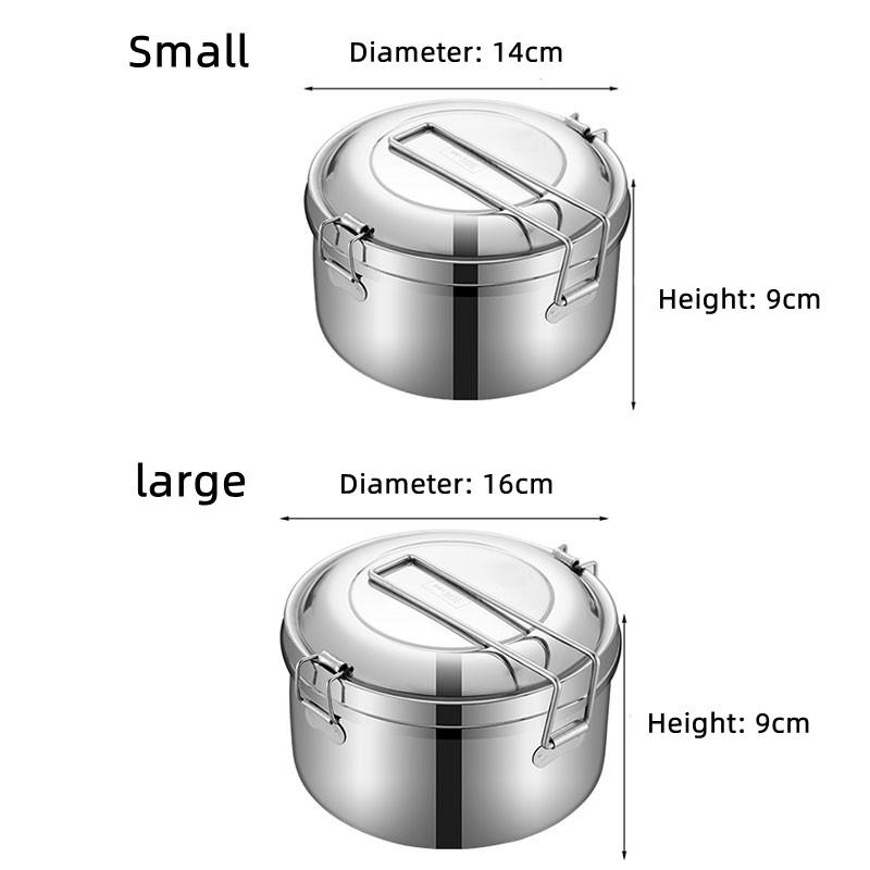 304 Stainless Steel Circular Lunch Box,Japane Style,Large Capacity,Double Layer Bento Box, Divided Meal, Leak Proof, Picnic Bo
