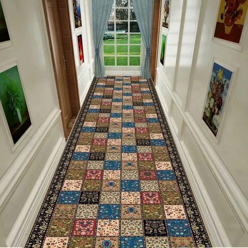 European Long Corridor Carpets for Hallway Living Room Decoration Home Anti-skid Entry Floor Mats Hotel Lobby Stairway Area Rugs
