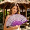 Lightweight Folding Fan Vintage Carved Plastic Ribs Hand Held Portable Chinese Style Summer Cooling Wedding Dance Party Performance Props Handheld