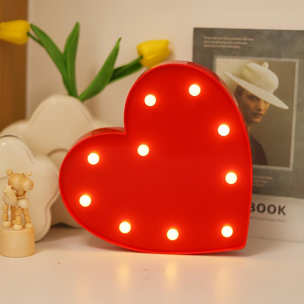 Romantic Red Heart-Shaped Decorative Night Light Battery-Powered Energy-Saving Desk Lamp For Bedroom Wedding Proposal Valentine'S & Mother'S Day