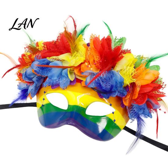 Premium Masquerade Masque Mardi Gras for Men Women, Colorful Rainbow Floral Venetian Prom Party, Carnival, Halloween Cosplay Costume Gorgeous Carnival