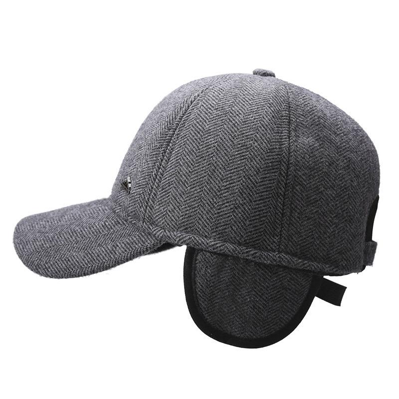 Warm Cotton Hat Men'S Windproof And Cold-Proof Ear Protector Woolen Baseball Cap Fashion Versatile Outdoor Sports Cap