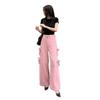 Pink overalls women's summer thin high-waisted thin bow wide-leg pants sweet cool babe style retro floor pants
