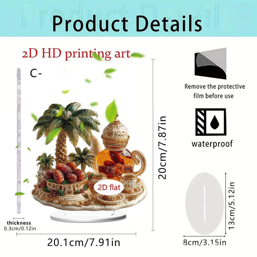 Pink Floral Moon & Lanterns Acrylic Desktop Ornament