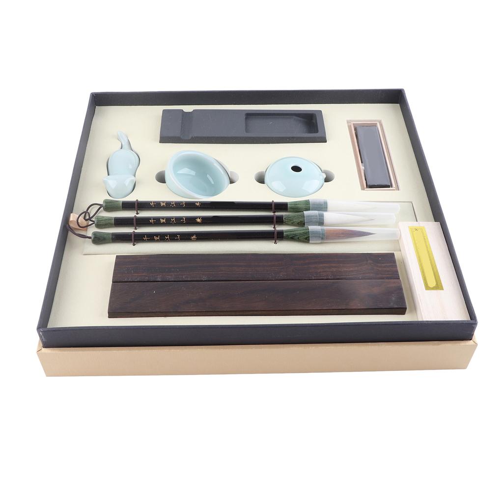 Набор для практики китайской каллиграфии, 4 сокровища для изучения, кисть, ручка, чернила, бумага, чернильный камень для подарка