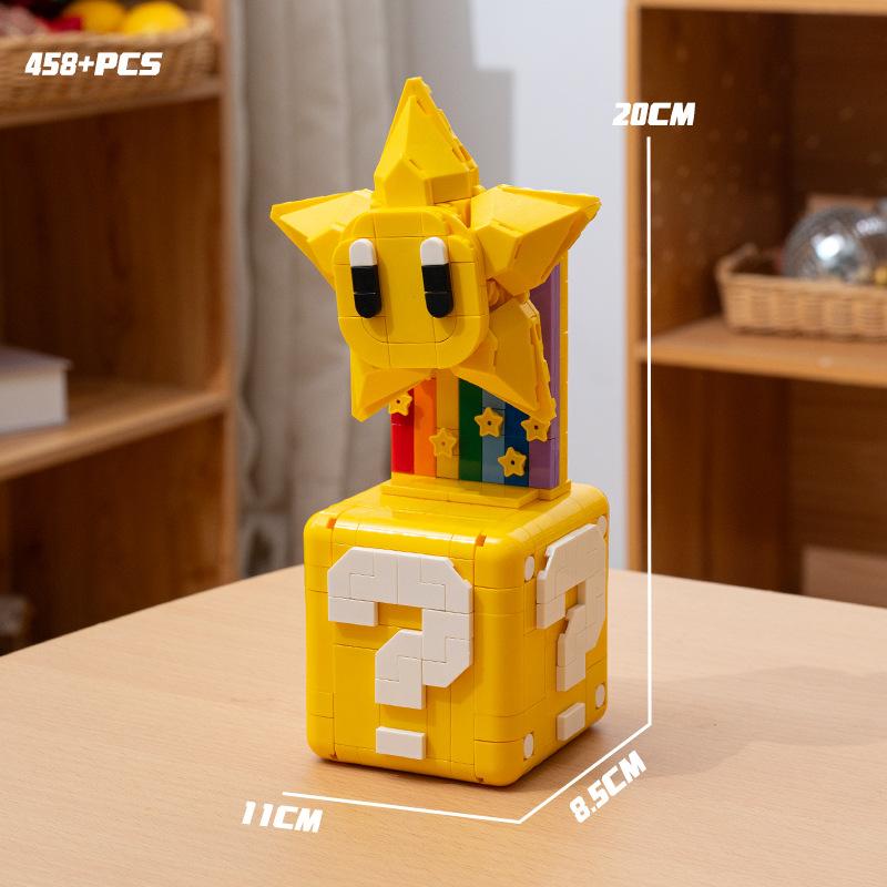 Конструктор Super Mario Bros Йоши Луиджи Звезда Сборка Вопросительный знак MOC 3D Модель Марио Мини Кирпичик Игрушка на Рождественский подарок
