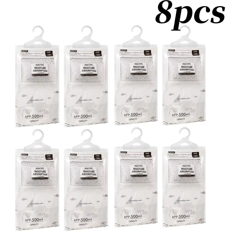 4/8Pcs Moisture Absorber Hanging Bags Wardrobe Anti-Mold Antihumidity Dehumidification Bag for Bedroom Closet Dryer Supplies