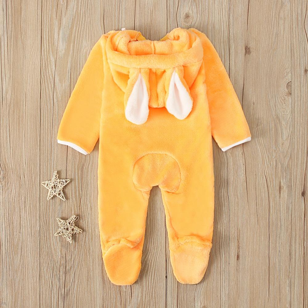 Флисовый хлопковый комбинезон с 3D заячьими ушками для маленьких мальчиков и девочек, комбинезон, осенне-зимняя теплая одежда для детей 0,5-3 лет