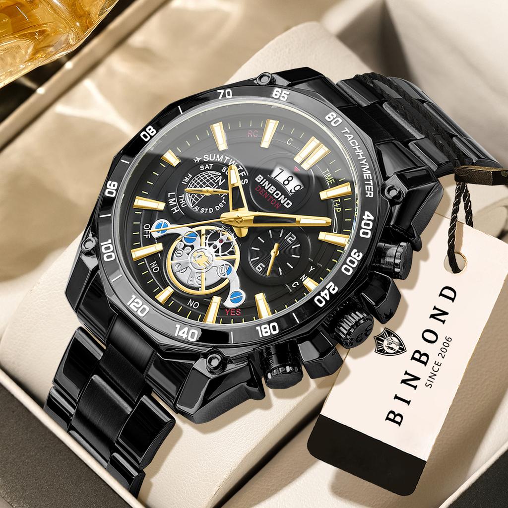 BINBOND Original Brand Luxury Quartz Watches For Men Luminous Waterproof Auto Date Precise Durable Men's Watch Reloj