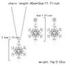 Christmas Imitation Pearl Colorful Rhinestone Snowflake Earrings Necklace for Women Exquisite Flower Jewelry Set New Year Gifts