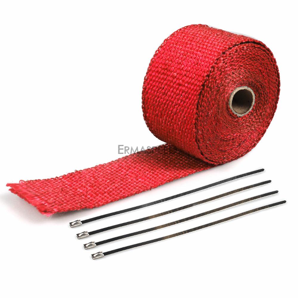 Универсальная термолента для выхлопной трубы мотоцикла, 5 м, тепловая пленка для коллектора, лента из стекловолокна, термозащита из нержавеющей стали