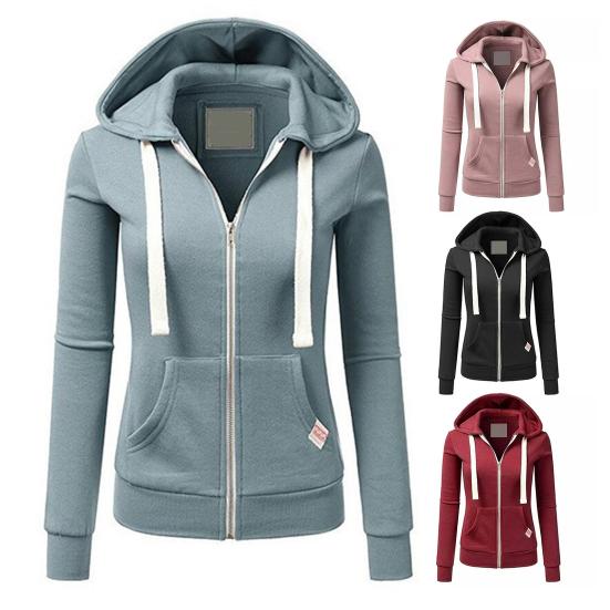 Осень-зима женская куртка на шнурке с капюшоном на молнии с длинными рукавами однотонная облегающая эластичная манжета кардиган с карманами спортивное пальто для фитнеса