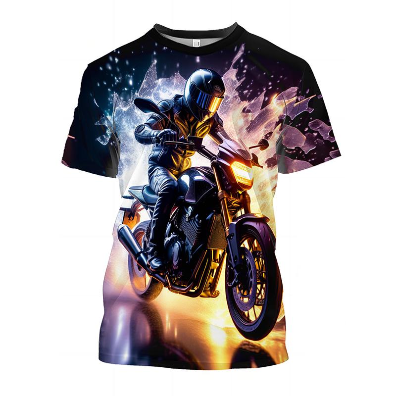 Новые модные мужские футболки крутые мотоциклетные цифровые 3D-печатные мужские футболки летние большие размеры свободные повседневные футболки повседневная уличная одежда