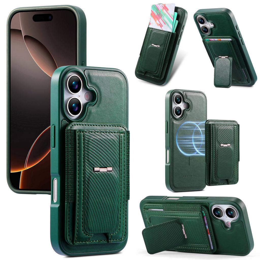 CASENEO Чехол для iPhone 17 со складной подставкой, ТПУ, ПУ-кожа, ПК, карман для карт, магнитная крышка телефона, совместим с MagSafe