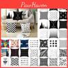Cushion Cover Geometric Throw Pillow Case Dotted Grid Triangular Art Black White