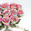 12 шт., искусственные розы ко Дню святого Валентина, радужная роза, настоящие радужные шелковые розы, искусственные розы для букетов, свадеб, вечеринок, детского душа, домашнего декора