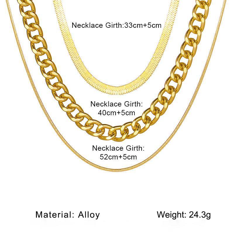 Women 2021 New Popular Multi-layer Golden Metal Necklace Punk Large Chain Personalized Jewelry