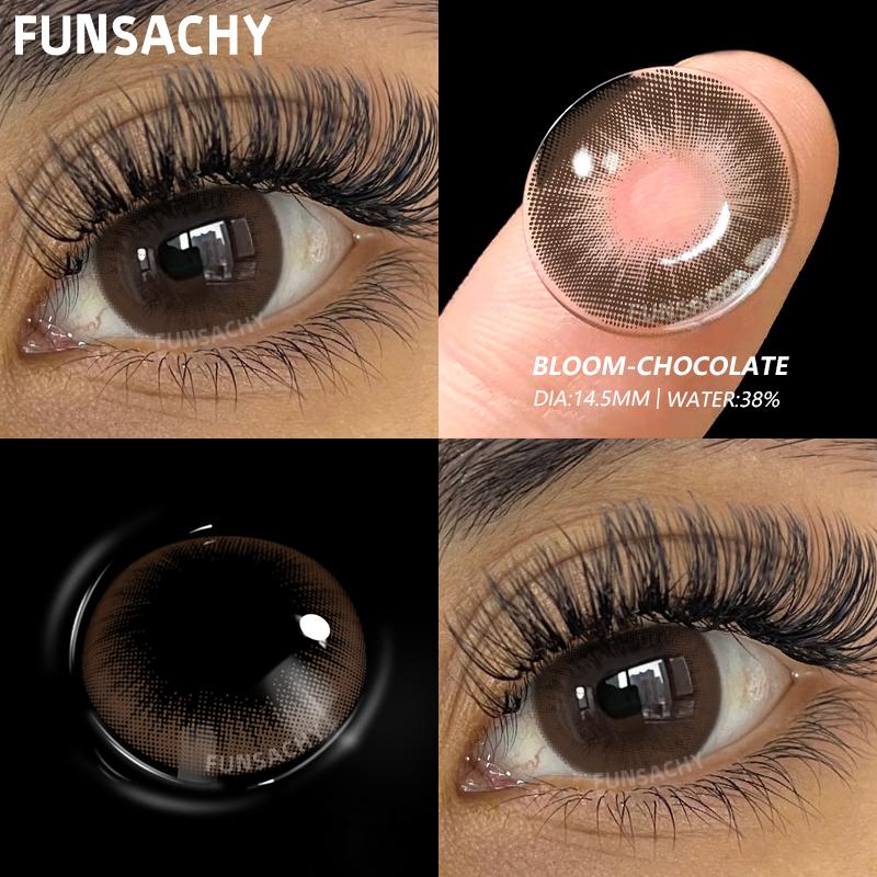 FUNSACHY 1pair Colorcon Colored Contact Lenses for Eyes Fashion Beauty Pupils Blue Lens Natural Cosmetic Makeup Lenses Yearly
