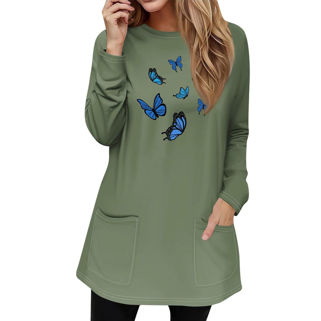 Женская толстовка, пуловер, спортивная одежда, карман, принт, повседневный топ с круглым вырезом и длинными рукавами