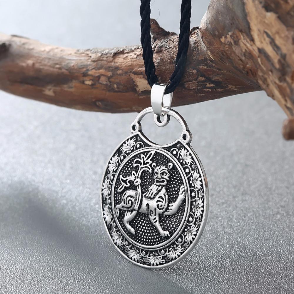 Kinitial Винтажные Животные Львы Подвески и Ожерелья Viking Дружба Длинные Ожерелья Панк Стиль Подарки для Мужчин Ювелирные Изделия Ожерелье