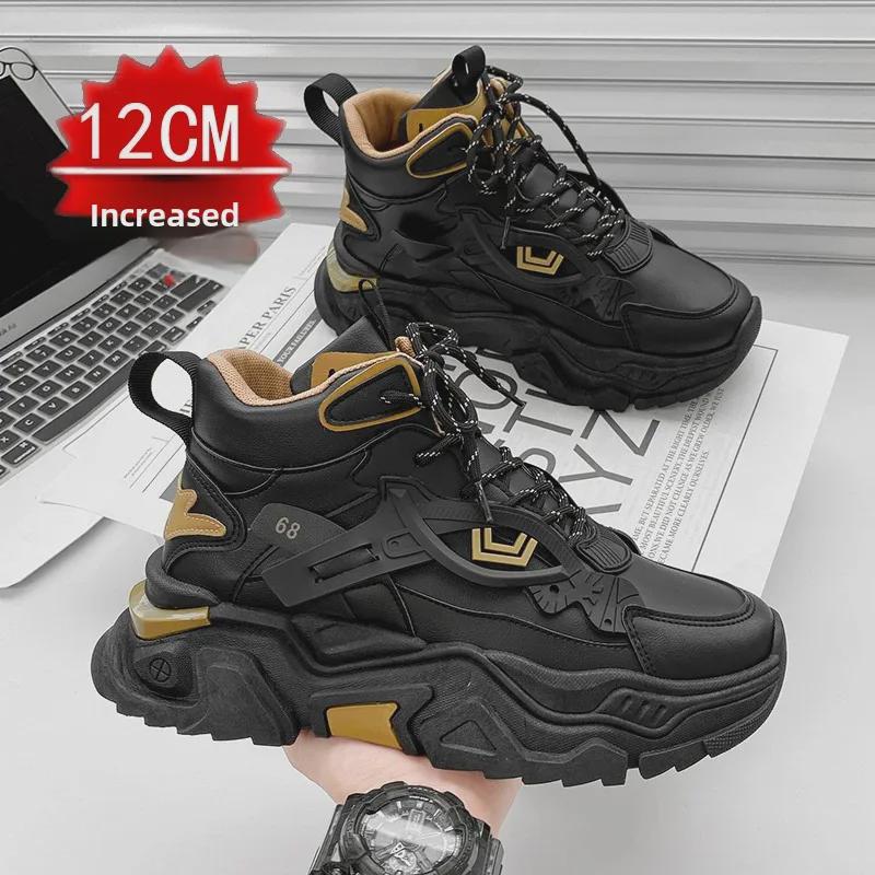 Мужские невидимые кроссовки, увеличивающие рост: 12 см высокие, 10 см повседневные парусиновые туфли на толстой подошве, модные туфли COS.