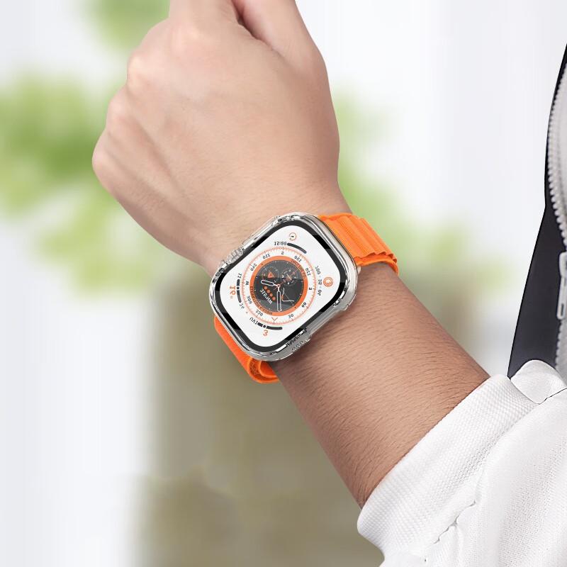 Пленка с чехлом из ПК для Apple Watch Ultra 9 8 7 49 мм 41 мм 45 мм SE 6 5 4 3 2 1 40 мм 44 мм 42 мм 38 мм Защитная пленка из закаленного стекла для экрана, бампер