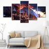 Картина на холсте, 5 шт., аниме, замок, дракон, дыхание огня, постеры, художественная печать, декоративные современные настенные картины для гостиной, без рамки