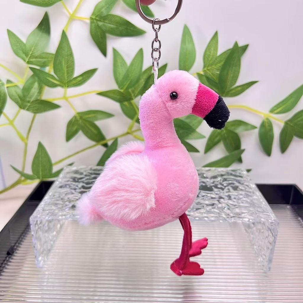 Lively Flamingo Plush Toy Hanging Keychain In Red Yellow And Orange Shades
