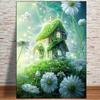 5D DIY Алмазная картина Зеленая ромашка Дом мечты Пейзаж Полный квадратный круглый бриллиант Мозаика Вышивка крестом Домашний декор