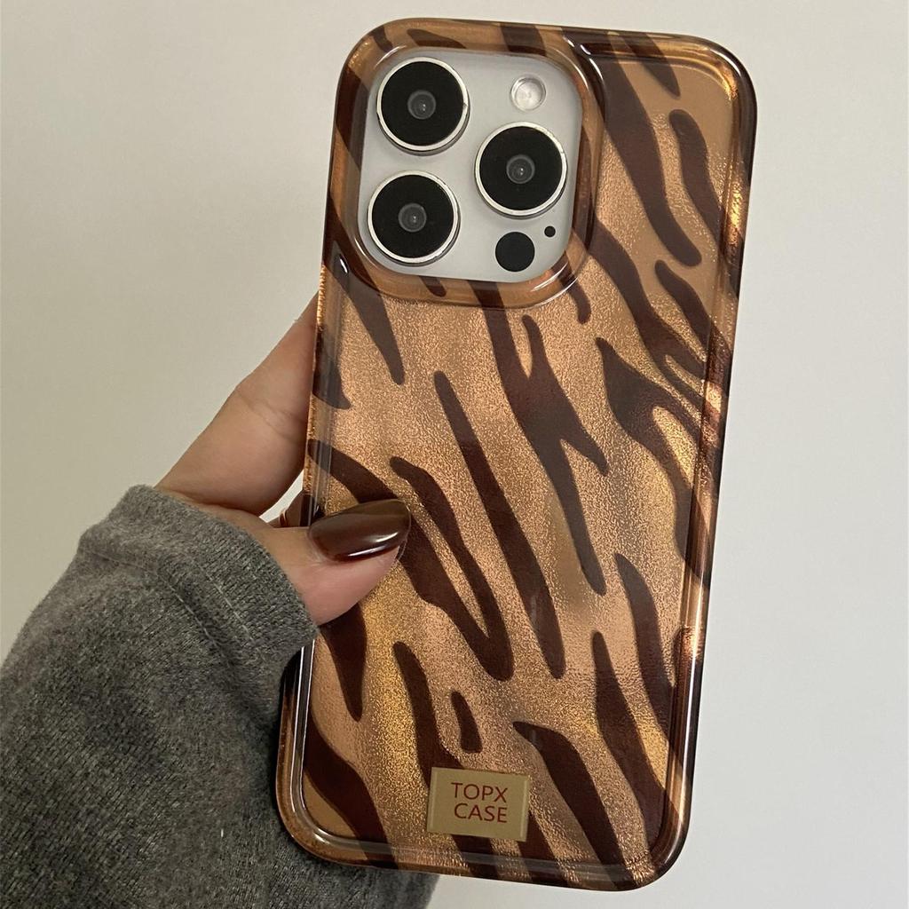 Корейский стиль Чехол для телефона с принтом зебры, коричневый, для iPhone 17/16 Pro Max и 15/14/13, с ощущением высокого качества