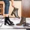 High-heeled Short Boots Women's Autumn and Winter New Women's Boots Square Head Thin Boots Thick Heel Medium Tube Martin Boots Women's Style
