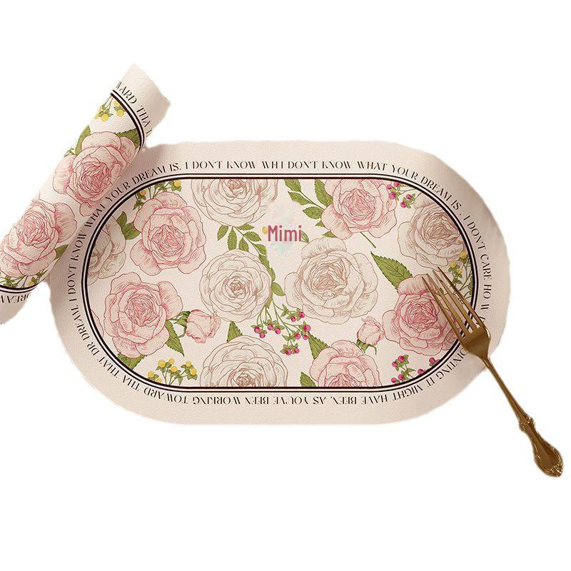 Роскошный розовый водонепроницаемый кожаный коврик для столовых приборов - изолированный коврик для стола - маслостойкий коврик для тарелок