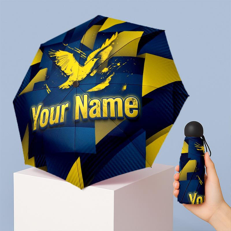 Fenerbahçe FC Manual Five Fold 8 Rib Umbrella Support Custom Text, Lightweight Travel Umbrella