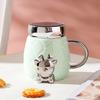 Зеркальная кружка с крышкой и ручкой в виде оленя, симпатичная керамическая кружка для дома, подарочный набор, чашка для воды, мультяшная кружка