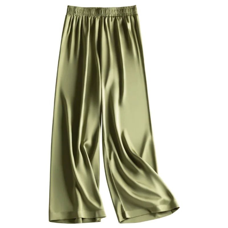 High Waisted Silk Drape Straight Leg Pants High Waist Silk Drooping Straight Pants